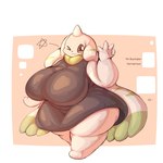 1:1 4_fingers anthro bandai_namco big_breasts black_clothing black_dress blinking breasts brown_eyes clothing digimon digimon_(species) dress female fingers hi_res horn lightmizano long_ears slightly_chubby solo star terriermon thick_thighs white_body