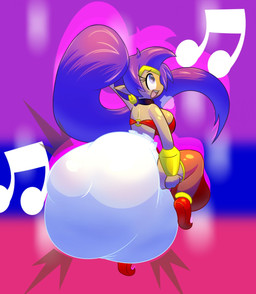 accessory bandeau bedlah big_diaper bow_ribbon clothing dancing diaper ear_piercing ear_ring excessive_feces eye_roll feces female gold_accessory hair hair_accessory huge_diaper hyper hyper_diaper hyper_feces hyper_soiling leg_grab musical_note musical_symbol not_furry one_leg_on_ground one_leg_up open_mouth pantaloons piercing pointy_ears pointy_shoes ponytail pooping purple_hair raised_leg ring_piercing sagging_diaper soiled_diaper soiling soiling_diaper solo symbol topwear unclean_diaper used_diaper slimeyjenkins shantae_(series) wayforward shantae half_genie hi_res