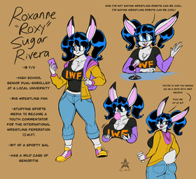 anthro big_breasts big_butt breasts butt female school solo text thick_thighs n.c._mentis lagomorph leporid mammal rabbit absurd_res digital_media_(artwork) english_text hi_res model_sheet