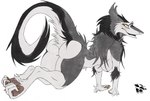 all_fours anthro breasts butt claws curling_toes feet female fur hair looking_at_viewer pawpads raised_tail side_view smile solo tail derpwolfy18971 sergal