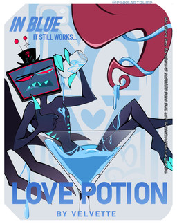abstract_background advertisement beverage_can blue_body blue_eyes blue_skin claws clothing electronics finger_claws for_a_head gesture hand_gesture hat headgear headwear heart_eyes heart_nipples heart_symbol lounging male nipples nude nude_humanoid nude_male partially_submerged pecs potion red_sclera screen screen_face sharp_teeth small_waist solo teeth television text thumbs_up top_hat pinksartdump hazbin_hotel hellaverse vox_(hazbin_hotel) demon demon_humanoid humanoid object_head screen_head tv_head 2025 absurd_res artist_name digital_drawing_(artwork) digital_media_(artwork) english_text hi_res watermark