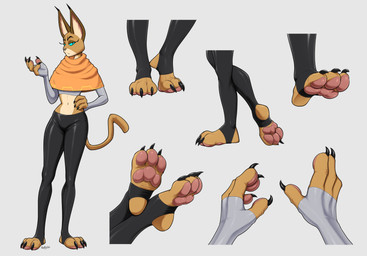 3_toes anthro claws feet female foot_fetish foot_focus hand_fetish hand_focus handpads handpaw hindpaw pawpads paws plantigrade solo stirrup_legwear stirrups toe_claws toes badroy monkey_wrench_(series) kara_(monkey_wrench) caracal_(genus) felid feline mammal hi_res