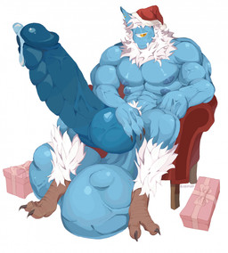 1_eye 4_pecs after_vore anthro ball_bulge balls big_balls big_muscles blue_body blue_penis chair christmas_clothing christmas_headwear claws clothing cock_vore crotch_tuft furniture genitals gift hair hand_on_penis hat headgear headwear holidays huge_balls huge_muscles hyper hyper_balls hyper_genitalia inner_ear_fluff knot knotted_penis leg_tuft male multi_pecs muscular neck_tuft pecs penile penis piercing ribbed_penis santa_hat sitting smile smiling_at_viewer solo tuft tusks unusual_anatomy unusual_genitalia vein veiny_muscles veiny_penis vore white_hair 8ushman christmas echo_(doubleecho) alien cyclops norn_(doubleecho) hi_res