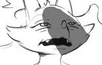 ambiguous_gender anthro biped duo erection fangs inner_ear_fluff looking_up male open_mouth penis_shadow simple_background teeth tuft white_background darkluxia nintendo pokemon braixen generation_6_pokemon pokemon_(species) 2023 meme monochrome sketch