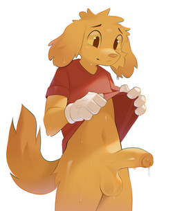 added_anatomy anthro balls bodily_fluids clothed clothing clothing_lift dripping foreskin genital_fluids genitals gloves handwear humanoid_genitalia humanoid_penis looking_at_genitalia looking_at_own_penis looking_at_penis looking_at_self male male_anthro navel orange_balls orange_body orange_tail partially_retracted_foreskin penis precum precum_drip red_clothing red_shirt red_t-shirt red_topwear shirt shirt_lift shirt_up shy simple_background solo standing sweat sweatdrop sweaty_body t-shirt tail topwear white_background white_clothing white_gloves white_handwear zoledream glitch_productions the_amazing_digital_circus scratch_(tadc) bird_dog canid canine canis domestic_dog golden_retriever hunting_dog mammal retriever absurd_res hi_res