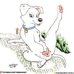 3_toes animal_genitalia animal_vulva anus canine_genitalia canine_vulva collar feet female feral flower fur genitals grass legs_up looking_at_viewer patreon_logo patreon_username pawpads paws plant presenting presenting_vulva sitting sitting_on_another smile smiling_at_viewer solo spread_legs spreading text toes vulva white_body white_fur yordraw 101_dalmatians disney patreon perdita canid canine canis dalmatian domestic_dog mammal 1:1 hi_res traditional_media_(artwork) url