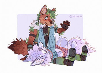 anthro blush duo fluffy kemono love relationship romantic koda-jd canid canine mammal digital_media_(artwork)