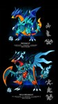 ambiguous_gender fire fusion pokemon_fusion solo wings darksilvania fakemon nintendo pokemon charizard garchomp generation_1_pokemon generation_2_pokemon generation_4_pokemon generation_6_pokemon mega_charizard mega_charizard_x mega_evolution mega_garchomp mega_tyranitar pokemon_(species) tyranitar hi_res multiple_images