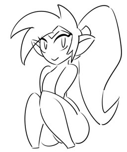 female feral hair humanoid_pointy_ears humanoid_to_feral pointy_ears ponytail simple_background solo species_transformation three-quarter_view transformation unknown_artist shantae_(series) wayforward shantae shantae_(monkey_form) genie haplorhine humanoid mammal monkey primate animated black_and_white line_art monochrome