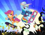 blue_body blue_feathers blue_fur clothing cutie_mark duo feathered_wings feathers female feral fur hair hoverboard multicolored_hair multicolored_tail rainbow_hair rainbow_tail skateboard skateboarding tail vehicle wings pixelkitties back_to_the_future friendship_is_magic hasbro my_little_pony mythology marty_mcfly rainbow_dash_(mlp) scootaloo_(mlp) equid equine mammal mythological_creature mythological_equine pegasus 2015