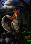 anthro balls bean bodily_fluids dark drooling fluffy food forest fruit genital_fluids genitals holidays male moon night outside paws penis plant precum pumpkin saliva scary shadow solo tongue tree shastadow halloween mythology drakons canid canine canis mammal mythological_canine mythological_creature werecanid werecanine werecreature werewolf wolf absurd_res hi_res