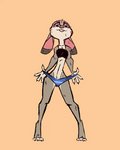 3_toes anthro barefoot black_eyes blinking buckteeth claws clothed clothing ears_down feet female front_view grey_body one_eye_closed pivoted_ears shaking_hips simple_background solo standing tan_background teasing teeth tiptoes toes wink anonimator fluttershythekind disney zootopia judy_hopps european_rabbit lagomorph leporid mammal oryctolagus rabbit 2d_animation 4:5 animated hi_res loop motion_tweening short_playtime