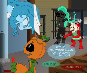 anthro armor clothing facepalm female food for_a_head fruit gauntlets gloves group handwear ichor knight laugh machine male no_shading plant pumpkin pumpkin_head scared simple_background speech_bubble warrior lostmoonrat blushcrunch_studio dandy's_world connie_(dandy's_world) gourdy_holloway shrimpo_(dandy's_world) soulvester_(dandy's_world) aquatic arthropod crustacean ghost object_head shrimp spirit 6:5 digital_media_(artwork)