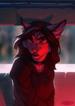 angry anthro black_clothing black_hoodie black_topwear breasts clothed clothing collar eyebrows eyelashes female hair hoodie looking_at_viewer solo topwear nelly63 virgina_cowell domestic_cat felid feline felis mammal 2020 absurd_res digital_media_(artwork) hi_res