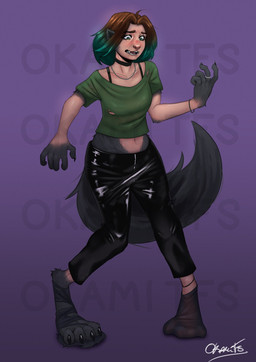 anklet anthro blush bracelet choker claws clothing ear_growth fangs female foot_transformation footwear fur fur_growth growth highlights_(coloring) jewelry latex latex_clothing latex_legwear legwear looking_at_self mid_transformation navel necklace paw_growth ring_(jewelry) scared snout snout_growth socks solo species_transformation standing tail teeth topwear torn_clothing torn_topwear transformation okamitfs mythology hope_(okamitfs) canid canine human mammal mythological_canine mythological_creature werecanid werecanine werecreature werewolf hi_res