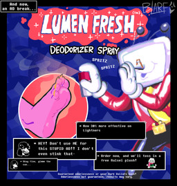 5_toes anthro claws dialogue dialogue_box electronics fake_advertisement feet female foot_focus for_a_head humanoid_feet male plantigrade purple_body purple_scales scales screen screen_face smelly smelly_feet soles spray spraying stink_fumes television text text_box toe_claws toes yellow_toe_claws blarf022 deltarune undertale_(series) susie_(deltarune) tenna_(deltarune) darkner object_head reptile scalie screen_head tv_head 2025 absurd_res english_text hi_res