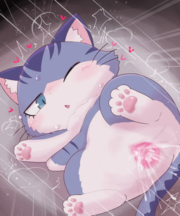 4_toes big_eyes blue_body blue_ears blue_eyes blue_fur blue_stripes blue_tail blush blush_stickers bodily_fluids butt cervix cheek_tuft clitoris countershade_face countershade_legs countershade_torso countershading cum cum_from_vagina cum_in_vagina cum_inside cum_splatter dot_nose emanata facial_tuft feet female feral front_view fur fur_tuft gaping gaping_vagina genital_fluids genitals grey_background heart_symbol hearts_around_body hearts_around_head high-angle_view humanoid_genitalia humanoid_vulva inner_ear_fluff iris looking_down looking_pleasured lying motion_lines multicolored_body multicolored_fur musk narrowed_eyes neck_tuft offscreen_character on_ground on_side one_eye_closed open_mouth pawpads paws pink_inner_ear pink_pawpads pink_vulva pointy_ears prick_ears pupils quadruped shaking simple_background slit_pupils solo striped_body striped_fur stripes sweat tail three-quarter_view toes trembling tuft two_tone_body two_tone_fur vaginal_fluids vulva whiskers white_body white_countershading white_fur white_inner_ear_fluff badwingm domestic_cat felid feline felis mammal 2022 colored digital_drawing_(artwork) digital_media_(artwork) full-length_portrait hi_res portrait shaded