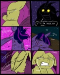 2012 blood bodily_fluids clothed clothing comic crying cutie_mark dialogue digital_media_(artwork) dream english_text equid equine eyes_closed feathered_wings feathers female feral fluttershy_(mlp) friendship_is_magic fur glowing glowing_eyes group hair hasbro horn inside lying magic mammal metal_(artist) multicolored_hair my_little_pony mythological_creature mythological_equine mythology night nightmare outside pegasus pink_hair purple_body purple_fur purple_hair sad scratches tears text twilight_sparkle_(mlp) two_tone_hair unicorn window wings yellow_body yellow_feathers yellow_fur