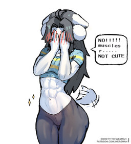 abs anthro athletic athletic_female blush clothed clothed_anthro clothed_female clothing dialogue female female_anthro fur hair midriff simple_background speech_bubble tail tail_motion tailwag text white_background white_body white_ears white_fur white_tail wersman undertale undertale_(series) temmie_(undertale) mammal tem 2025 digital_media_(artwork) english_text hi_res url