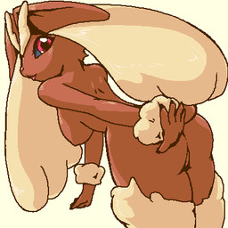 anthro bent_over big_breasts black_sclera blush breasts butt female looking_at_viewer nipple_outline nude open_mouth red_eyes simple_background smile solo white_background seji_(hornet) nintendo pokemon generation_4_pokemon lagomorph lopunny mammal pokemon_(species) 1:1 aliasing digital_media_(artwork) low_res