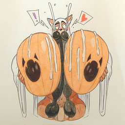 anthro balls big_muscles big_pecs big_penis blush bodily_fluids cum cum_on_chest cumshot ejaculation erection exclamation_point flaccid genital_fluids genitals ghost_costume group heart_symbol holidays huge_muscles huge_pecs humanoid_genitalia humanoid_penis hyper hyper_muscles hyper_pecs jack-o'-lantern male male/male muscular nipples pecjob pecs pecs_focus penis pubes sex speech_bubble trio cnb2804 halloween canid canine mammal 2024 hi_res