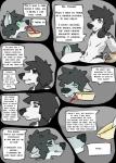 2016 bdsm bondage bound canid canine canis captured comic dialogue digital_media_(artwork) domestic_dog duo eating english_text failure_to_withdraw food forced genitals hi_res male male/male mammal memories navel nude penis penis_base text wrendeer