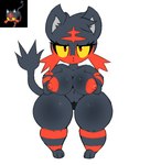 anthro anthrofied big_breasts big_butt breasts butt female genitals looking_at_viewer nipples pokemorph pussy red_eyes red_nipples short_stack simple_background solo thick_thighs white_background wide_hips yellow_sclera kirbot12 nintendo pokemon felid generation_7_pokemon litten mammal pokemon_(species) 2016