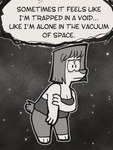 3:4 anthro anxiety canid canine canis comic cosmic_background depression domestic_dog english_text female galactabee greyscale hi_res mammal monochrome nikki_(galactabee) solo space space_background text