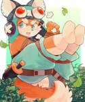 anthro anus balls blush bound clothing eyewear eyewear_on_head footwear genitals goggles goggles_on_head hat headgear headwear kemono male socks solo xttttd cygames world_flipper lou_(world_flipper) canid canine mammal 5:6 hi_res