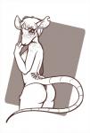 anthro butt female freckles hair looking_at_viewer markings short simple_background solo tattoo white_background ryuu1ch1 mike_argentum_(copyright) michelle_sterling mammal murid murine rat rodent 2016 hi_res