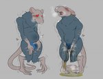 anthro bladder_bulge bodily_fluids desperation genital_fluids male omorashi peeing solo urine watersports bibarel_rei warhammer_(franchise) mammal murid murine rat rodent skaven