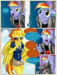 anthro anthrofied clothing dialogue dress_uniform feathered_wings feathers female text wings frist44 friendship_is_magic hasbro my_little_pony mythology rainbow_blaze_(mlp) spitfire_(mlp) wonderbolts_(mlp) equid equine horse mammal mythological_creature mythological_equine pegasus pony 2016 comic english_text hi_res