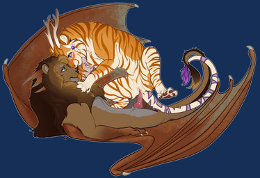 anthro anthro_on_feral anus bestiality biped blush butt claws countershade_torso countershading duo erection feet female female_on_anthro feral fur genitals hair horn lying male male/female male_on_feral nude nude_anthro nude_male on_back paws penis smile stripes tail teeth toes vulva wings angellsview3 conditional_dnp iranian_mythology middle_eastern_mythology mythology felid lion mammal manticore pantherine tiger 2026 absurd_res alpha_channel digital_drawing_(artwork) digital_media_(artwork) hi_res