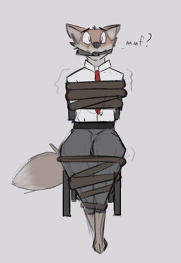 accessory anthro biped bottomwear bound chair clothed clothed_anthro clothed_male clothing feet fully_clothed fully_clothed_anthro fully_clothed_male fur furniture looking_at_viewer male necktie pants shirt simple_background sitting solo tail toes topwear schmutzo canid canine fox mammal 2026 digital_drawing_(artwork) digital_media_(artwork) hi_res