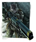 aiming anthro armor bag blurred_background gun male military plant ranged_weapon rifle sniper_rifle snow soldier solo tail tree warrior weapon techiesxc halo_(series) microsoft xbox_game_studios felid mammal pantherine snow_leopard digital_media_(artwork) hi_res painting_(artwork) portrait