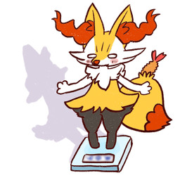 ambiguous_anthro ambiguous_gender anthro biped blush digitigrade dipstick_tail empty_eyes food front_view markings shadow shrimp_(food) simple_background snout solo standing tail tail_markings weighing_scale annyui0611 nintendo pokemon braixen canid generation_6_pokemon mammal pokemon_(species) 1:1 2022 digital_drawing_(artwork) digital_media_(artwork) full-length_portrait hi_res japanese_description portrait translated_description