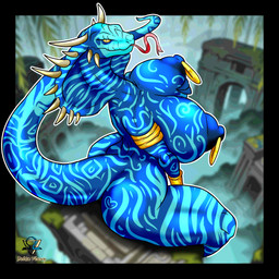 anthro areola big_breasts blue_body blue_nipples breasts female forked_tongue looking_at_viewer nipple_piercing nipple_ring nipples non-mammal_breasts non-mammal_nipples nude piercing ring_piercing snake_hood solo spikes spikes_(anatomy) tail thick_thighs tongue tongue_out deltavinny primal_rage vertigo_(primal_rage) reptile scalie snake 1:1 absurd_res hi_res