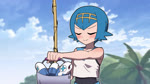 big_breasts black_cap blue_body blue_eyes blue_hair blue_sclera blush bodily_fluids bra breasts bucket busty_feral cliff clothing container cross-popping_vein danger_sign eyeless female feral fishing fishing_rod hair hook male pink_nose sweat sweatdrop thought_bubble tropical underwear water white_body hakkim nintendo pokemon elio_(pokemon) lana_(pokemon) generation_1_pokemon generation_7_pokemon gyarados human mammal pokemon_(species) primarina wishiwashi wishiwashi_(solo_form) 16:9 animated hi_res long_playtime sound webm widescreen