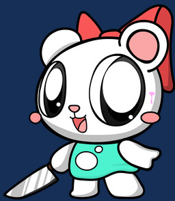 anthro blood blush bodily_fluids chibi colored_blood female knife pink_blood radek_(happy_game) simple_background solo transparent_background unusual_blood unusual_bodily_fluids eric_posas happy_game pretty_blood rinny_(pretty_blood) alpha_channel