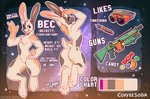 4_toes anthro butt cheek_tuft chest_tuft facial_tuft featureless_chest featureless_crotch feet femboy fur horn long_ears male markings multicolored_body multicolored_fur nude solo spots spotted_body spotted_fur text toes tuft coffeesoda pencilbrony beckett_(shayhop) domestic_rabbit flemish_giant lagomorph leporid mammal oryctolagus rabbit 2019 absurd_res english_text hi_res model_sheet signature