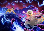 ambiguous_gender anthro duo electricity feral lightning lightning_bolt moon pokemon_battle psychic_powers haychel game_freak nintendo pokemon gardevoir generation_2_pokemon generation_3_pokemon generation_6_pokemon legendary_pokemon mega_evolution mega_gardevoir pokemon_(species) raikou absurd_res hi_res