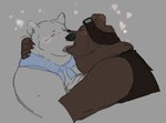 anthro black_nose blush brown_body duo ear_blush eyes_closed eyewear heart_symbol hug intimate kissing male male/male simple_background white_body mamenoko shirokuma_cafe grizzly_(shirokuma_cafe) shirokuma bear mammal polar_bear ursine 2023