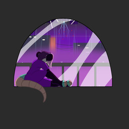 city fur hair looking_away male purple_body purple_fur purple_hair raining slightly_chubby solo window foppydiskart fop american_opossum mammal marsupial virginia_opossum 1:1 absurd_res animated hi_res high_framerate no_sound short_playtime video