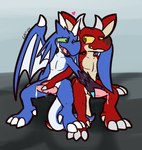 anthro anthro_on_anthro black_body black_fur blue_body blue_claws blue_scales blush bodily_fluids claws cum cute_fangs duo erection fangs finger_claws fur genital_fluids genitals green_eyes green_sclera grey_claws handjob leaking_cum male male/male mutual_handjob mutual_masturbation open_mouth penile penis pink_penis ribbed_penis romantic romantic_couple scales sex smile tan_body tan_scales tapering_penis teeth toe_claws white_body white_claws white_scales wing_claws wings ultilix iliph_(shadowsoulful) dragonwrought_kobold kobold scalie 2024