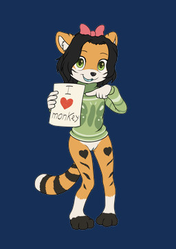 accessory anthro biped black_hair black_markings black_nose black_stripes bottomless bottomless_female bow_ribbon clitoris clothed clothing countershade_face countershade_fur countershade_torso countershading dipstick_tail feet female front_view fur genitals gesture gloves_(marking) hair hair_accessory hair_bow hair_ribbon hand_gesture heart_(marking) heart_symbol holding_object holding_paper humanoid_genitalia humanoid_vulva leg_markings markings medium_hair multicolored_body multicolored_fur open_mouth orange_body orange_fur paper pointing ribbons socks_(marking) solo standing striped_body striped_fur stripes sweater sweater_only tail tail_markings teeth text toeless_(marking) tongue topwear topwear_only turtleneck two_tone_body two_tone_fur vulva white_body white_countershading white_fur white_markings young young_anthro young_female minum felid mammal pantherine tiger 2026 absurd_res alpha_channel english_text hi_res