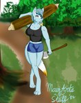 4_toes anthro axe barefoot claws clothed clothing digitigrade feet female log melee_weapon muscular solo toes weapon wood mainarts sketchywolf-13 mythology allison_timber canid canine mammal mythological_canine mythological_creature werecanid werecanine werecreature werewolf absurd_res hi_res