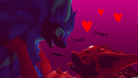anthro blue_body blush breath crystal_hair duo female heart_symbol hearts_around_head male male/female panting red_body red_ears red_eyes tongue tongue_out diamondprotogen diamond_(diamondprotogen) ruby_(diamondprotogen) novabeast 16:9 3d_(artwork) digital_media_(artwork) hi_res widescreen