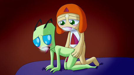 anal anal_penetration antennae_(anatomy) barefoot blue_eyes breath_fog clothing doggystyle dominant dominant_male duo feet from_behind_position green_body green_eyes hat headgear headwear interspecies looking_pleasured male male/male orange_clothing orange_hat orange_headwear penetration sex simple_background size_difference smaller_male submissive submissive_male yellow_body roler42 invader_zim nickelodeon sgt._frog fan_character alien amphibian arthropod frog humanoid insect irken keronian 16:9 hi_res widescreen