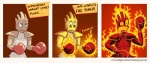 clothing fire gloves handwear immolation male solo text bumbazzle nintendo pokemon rare_candy_treatment generation_1_pokemon hitmonchan humanoid pokemon_(species) comic english_text