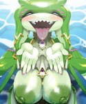 ahegao anthro areola barely_visible_genitalia barely_visible_pussy big_areola big_breasts big_nipples blush bodily_fluids breasts eyes_closed female fingers genitals green_body huge_areola huge_breasts huge_nipples looking_pleasured mostly_nude mouth_shot nipples nude open_mouth open_smile pussy smile solo sweat tongue tongue_out uvula mdthetest nintendo the_legend_of_zelda yona_(tloz) marine zora 2024 5:6 digital_media_(artwork) hi_res